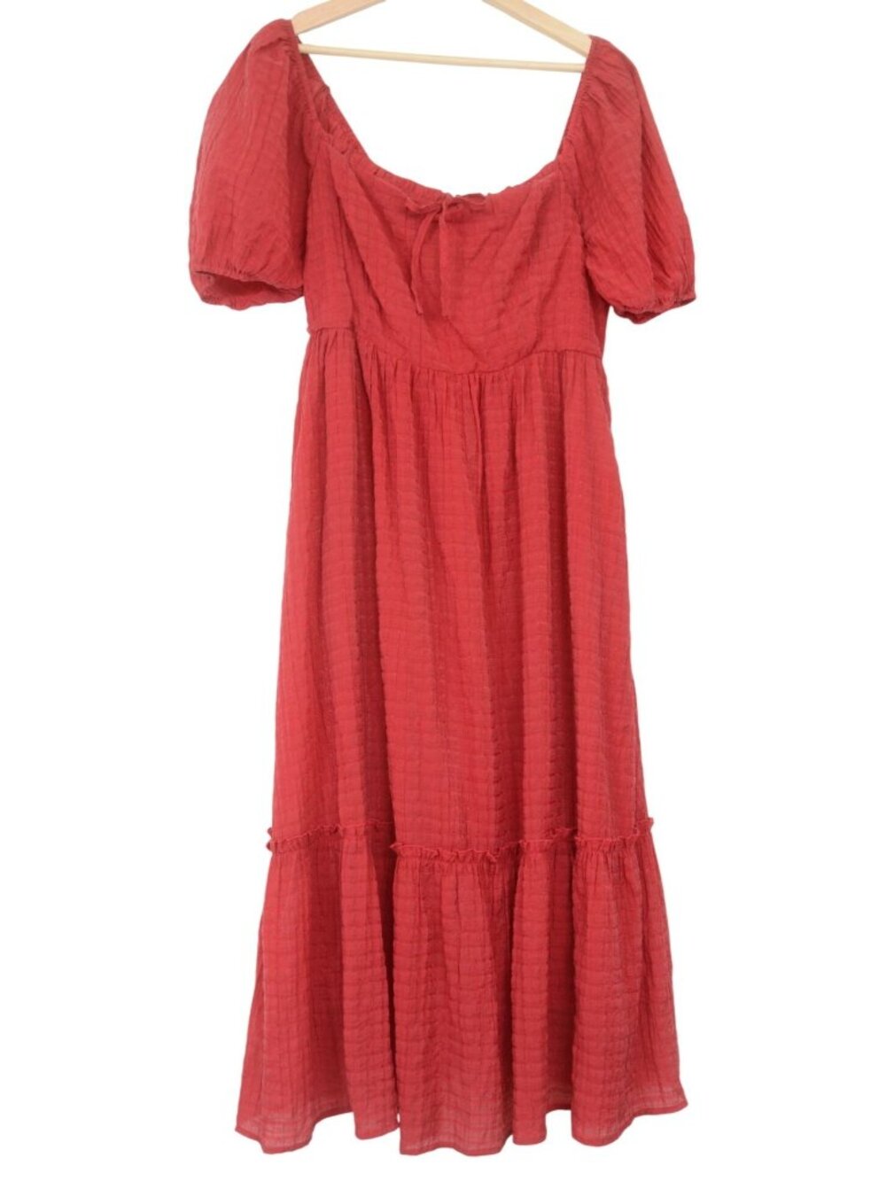 LUSH Women's SM Babydoll Milkmaid Puffy Sleeve Tiered Skirt Midi Dress Coquette